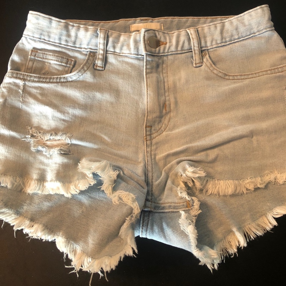 Distressed jean shorts